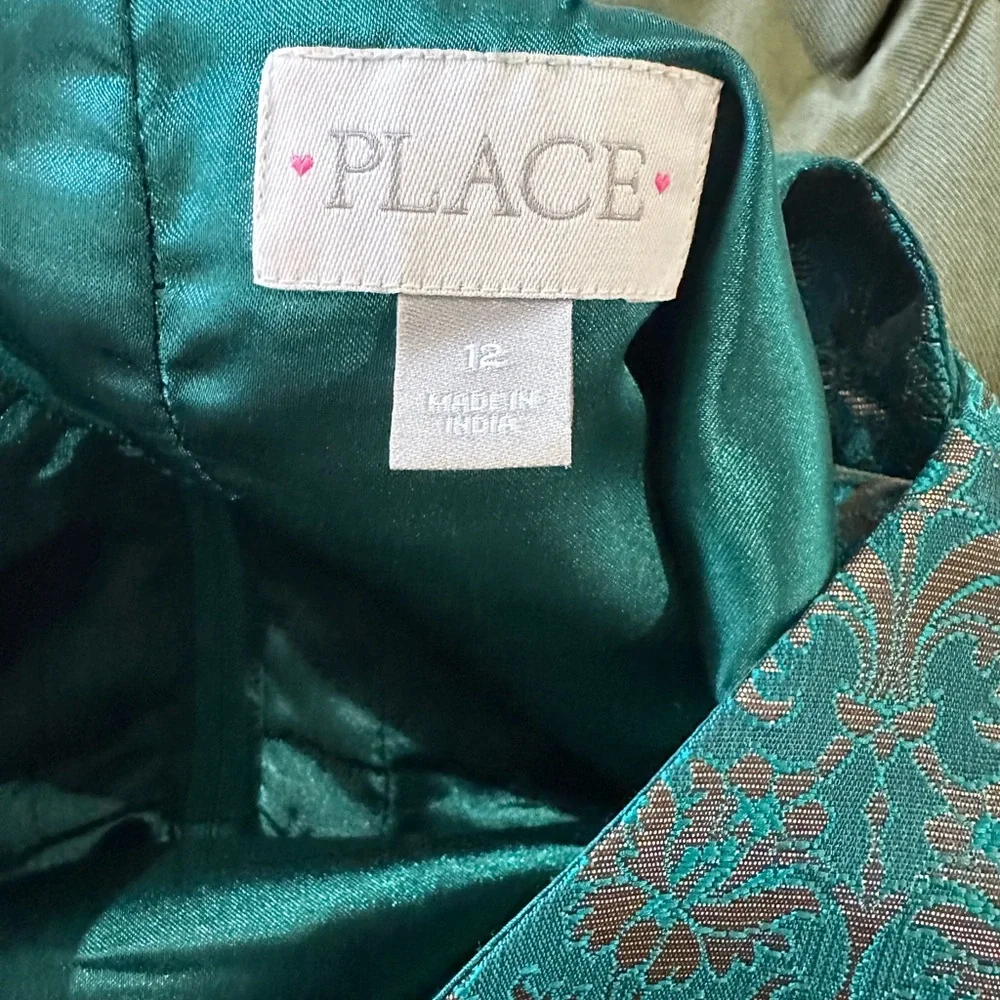 The Children's Place Green Pleated A-line Dress for Prom